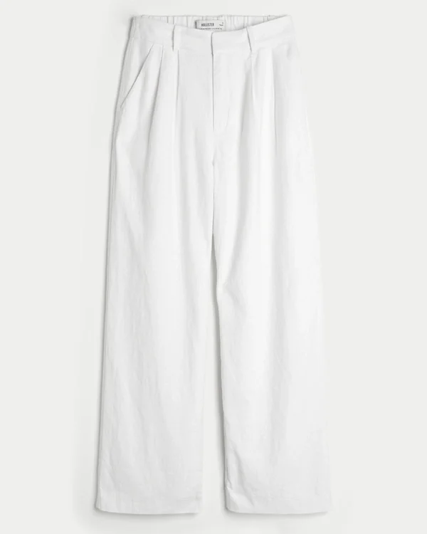 Pantalon large taille ultra haute en lin mélangé Hollister Livvy Pantalon large taille ultra haute en lin mélangé Hollister Livvy