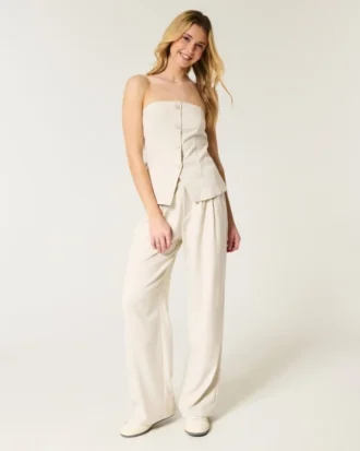Pantalon large taille ultra haute Hollister Livvy