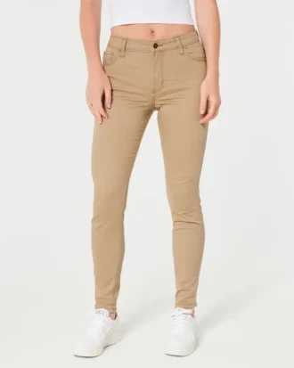 Pantalon super skinny taille haute kaki Pantalon super skinny taille haute kaki