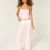 Pantalon évasé en tricot à taille repliée
