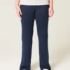 Pantalon évasé en tricot à taille repliée Pantalon évasé en tricot à taille repliée
