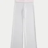 Pantalon évasé en tricot à taille repliée Pantalon évasé en tricot à taille repliée