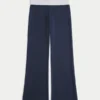Pantalon évasé en tricot à taille repliée Pantalon évasé en tricot à taille repliée