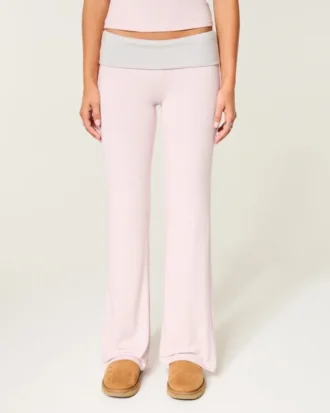 Pantalon évasé à taille repliable en tricot toujours confortable