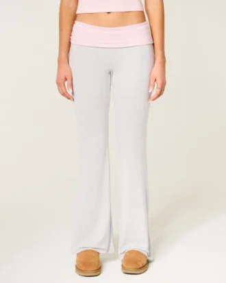 Pantalon évasé à taille repliable en tricot toujours confortable