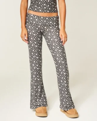 Pantalon évasé à taille repliable en tricot toujours confortable