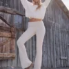 Pantalon évasé à taille repliée en tricot Gilly Hicks Pantalon évasé à taille repliée en tricot Gilly Hicks