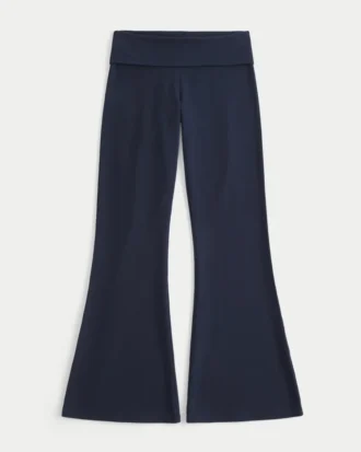 Pantalon évasé à taille repliée et imprimé Aloha