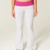 Pantalon évasé à taille repliée et imprimé hibiscus