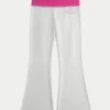 Pantalon évasé à taille repliée et imprimé hibiscus