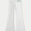 Pantalon évasé à taille repliée et imprimé numérique