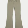 Pantalon évasé à taille ultra basse et broderies Pantalon évasé à taille ultra basse et broderies