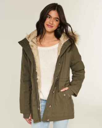 Parka doublée de fausse fourrure