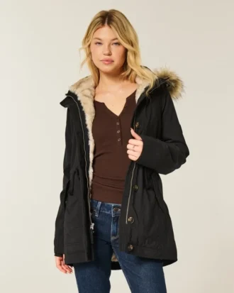 Parka doublée de fausse fourrure