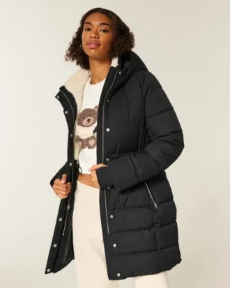 Parka matelassée doublée de fausse fourrure
