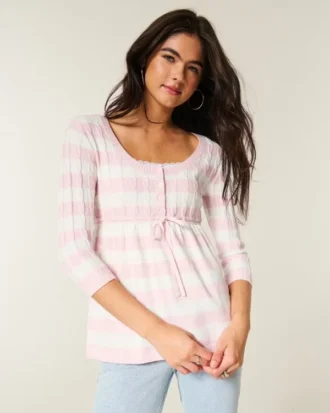 Pull babydoll en maille torsadée