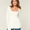 Pull babydoll à manches longues et encolure carrée Pull babydoll à manches longues et encolure carrée