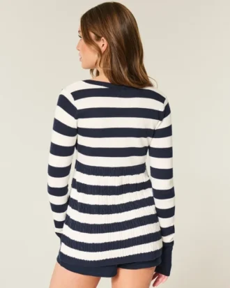 Pull babydoll à manches longues et encolure carrée