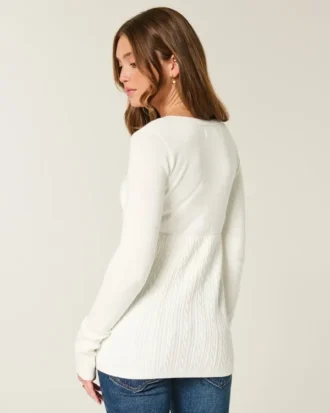 Pull babydoll à manches longues et encolure carrée