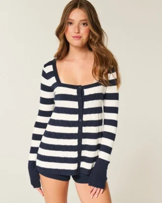 Pull babydoll à manches longues et encolure carrée