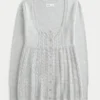 Pull babydoll à manches longues et encolure carrée Pull babydoll à manches longues et encolure carrée