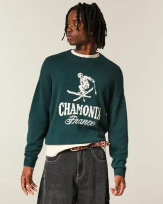 Pull à capuche carré Chamonix France Graphic