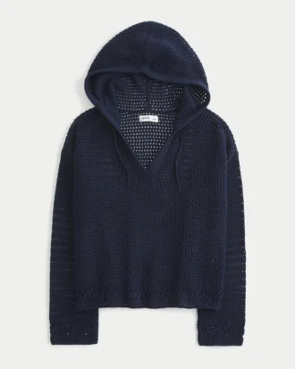 Pull à capuche et col en V style crochet Beachy