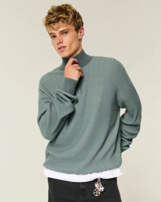 Pull carré à fermeture éclair quart de longueur
