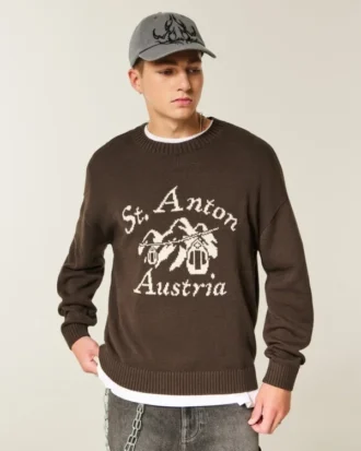 Pull à col rond avec motif Boxy St. Anton Austria