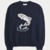 Pull à col rond avec motif poisson sautant Pull à col rond avec motif poisson sautant