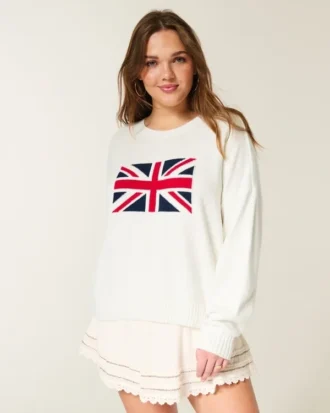 Pull à col rond avec motif Union Jack