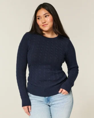 Pull à col rond emblématique en maille torsadée