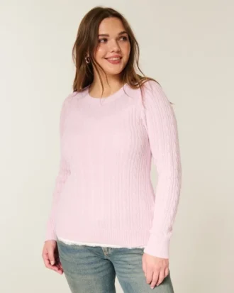 Pull à col rond emblématique en maille torsadée