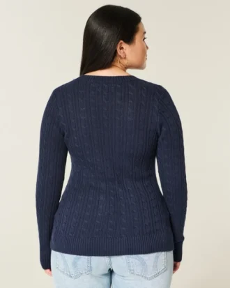 Pull à col rond emblématique en maille torsadée