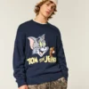 Pull à col rond et imprimé carré Tom et Jerry Pull à col rond et imprimé carré Tom et Jerry