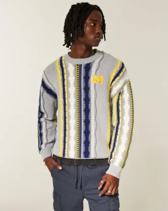 Pull à col rond et motif graphique Boxy University of Michigan Wolverines