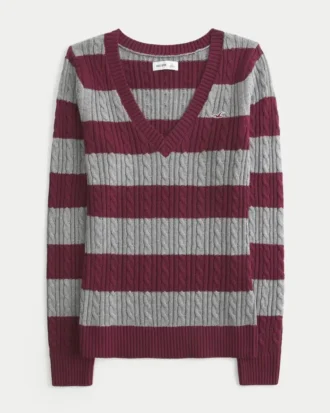 Pull iconique à col en V et torsades