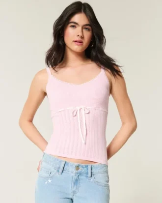 Pull sans manches à nouer sur le devant