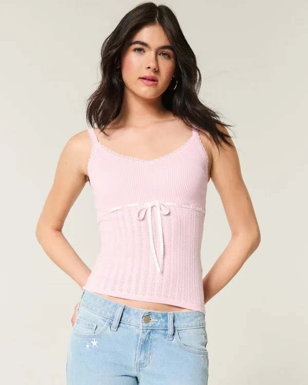 Pull sans manches à nouer sur le devant Pull sans manches à nouer sur le devant
