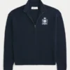 Pull zippé décontracté avec emblème Pull zippé décontracté avec emblème