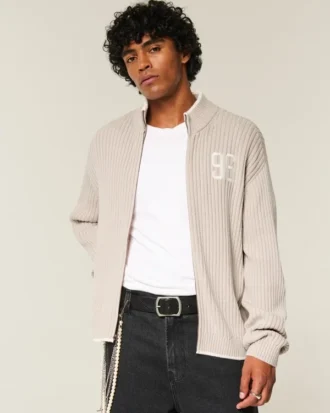 Pull zippé décontracté avec motif graphique