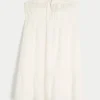 Robe babydoll brodée sans bretelles Robe babydoll brodée sans bretelles