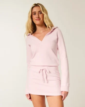 Robe à capuche et manches longues en molleton