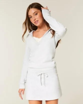 Robe à capuche et manches longues en molleton