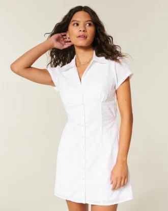 Robe chemise à manches courtes