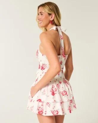 Robe jupe-short à smocks double épaisseur