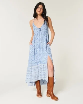 Robe longue asymétrique à dos nu