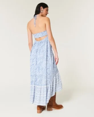Robe longue asymétrique à dos nu