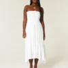 Robe longue sans bretelles à smocks Robe longue sans bretelles à smocks