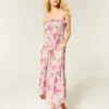 Robe longue sans bretelles à smocks Robe longue sans bretelles à smocks